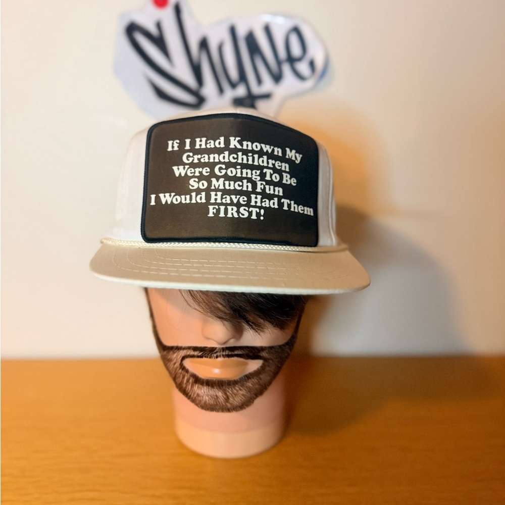 Vintage Funny  Tan and Black Statement hat